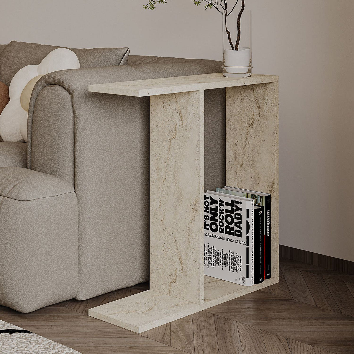 Βοηθητικό Τραπεζάκι Keros Travertine 60x60x60 εκ. Μελαμίνης