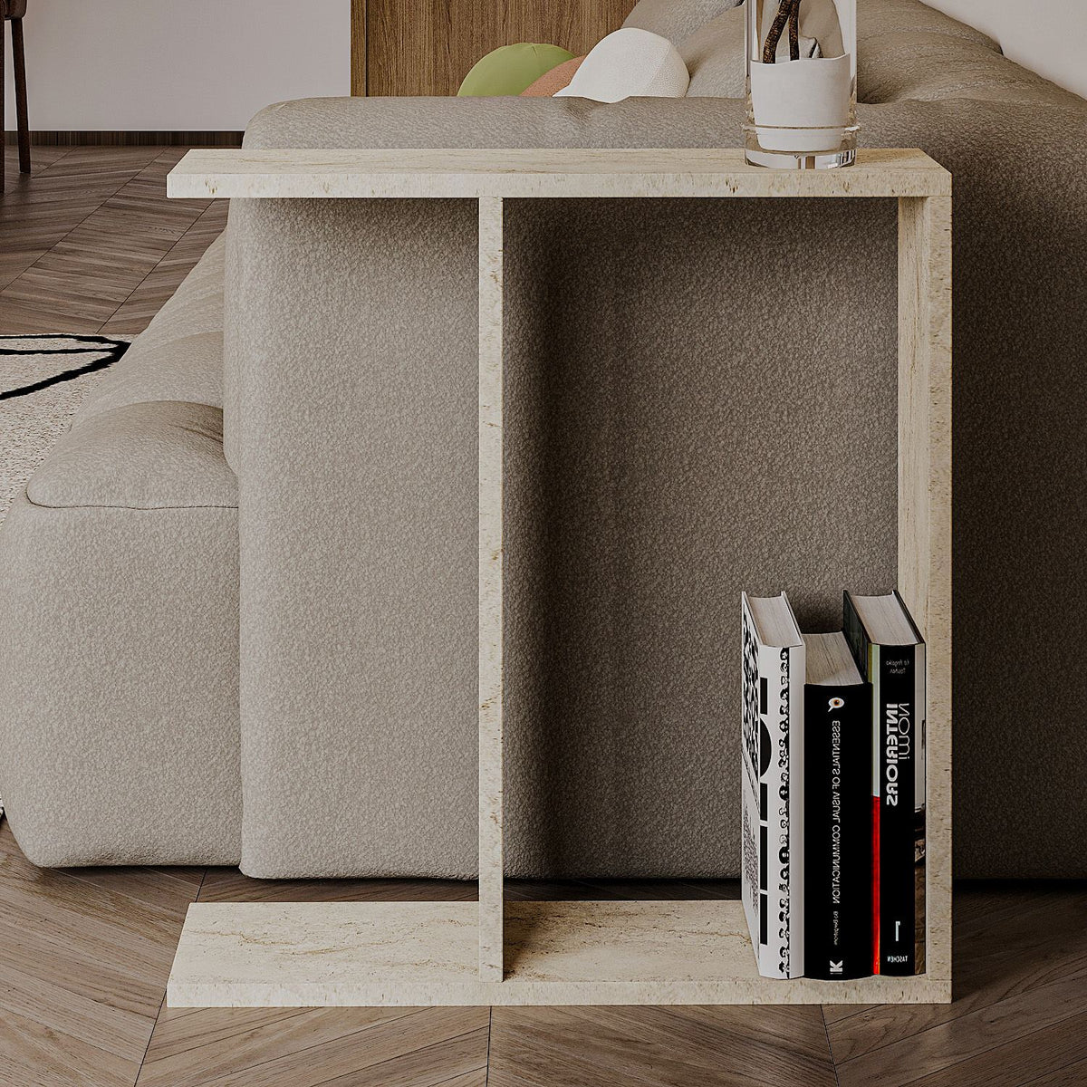 Βοηθητικό Τραπεζάκι Keros Travertine 60x60x60 εκ. Μελαμίνης