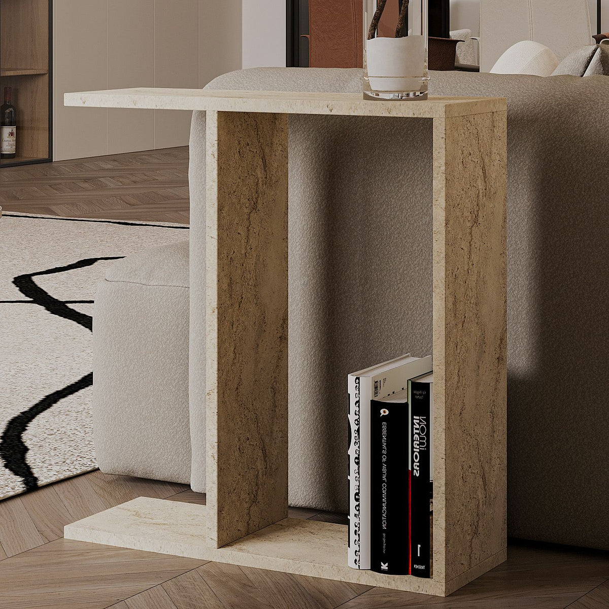 Βοηθητικό Τραπεζάκι Keros Travertine 60x60x60 εκ. Μελαμίνης