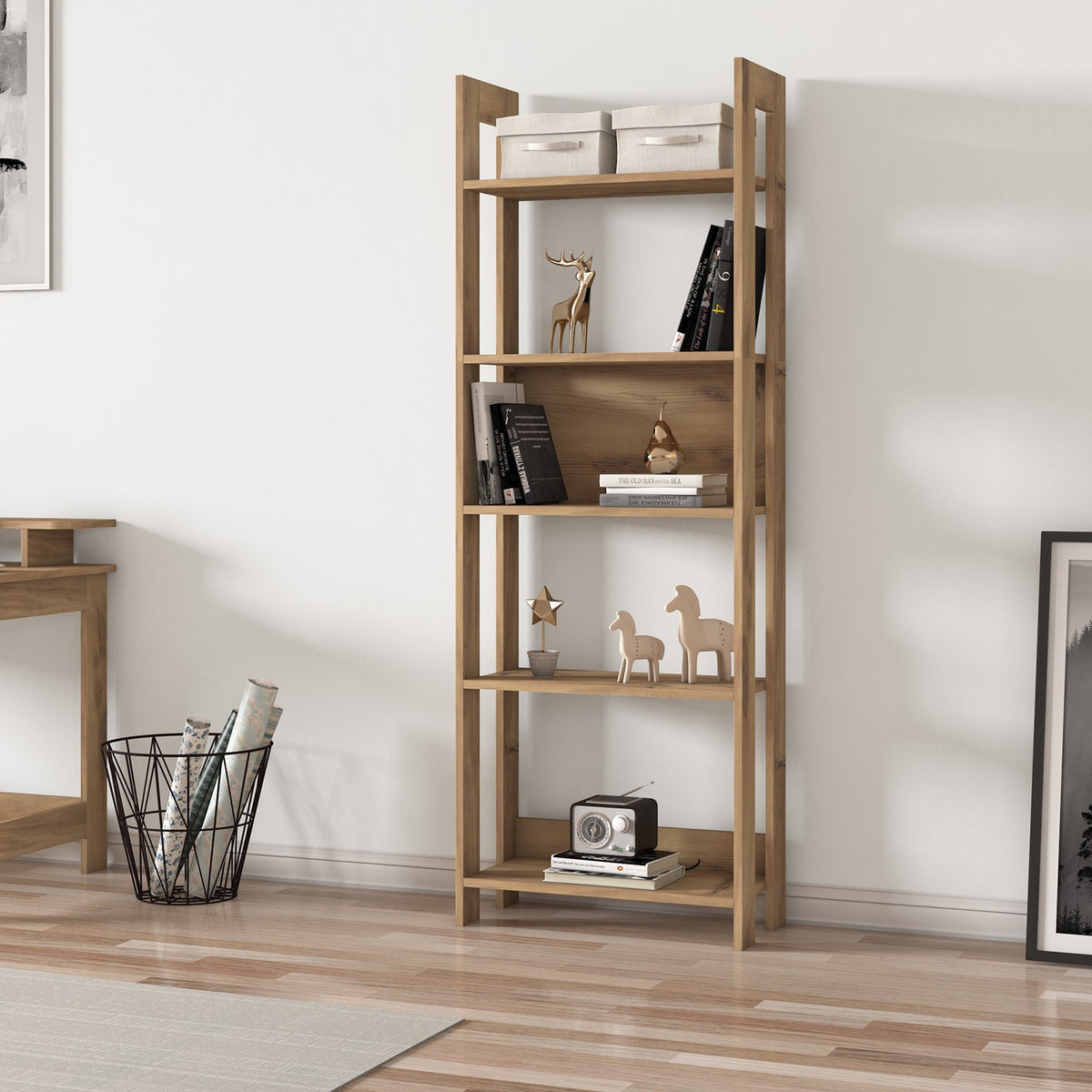 Βιβλιοθήκη Syvros Δρυς 64x30x180 εκ. Μελαμίνης