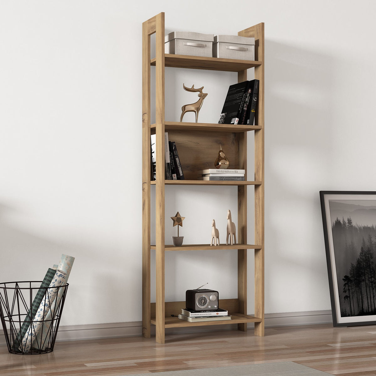 Βιβλιοθήκη Syvros Δρυς 64x30x180 εκ. Μελαμίνης