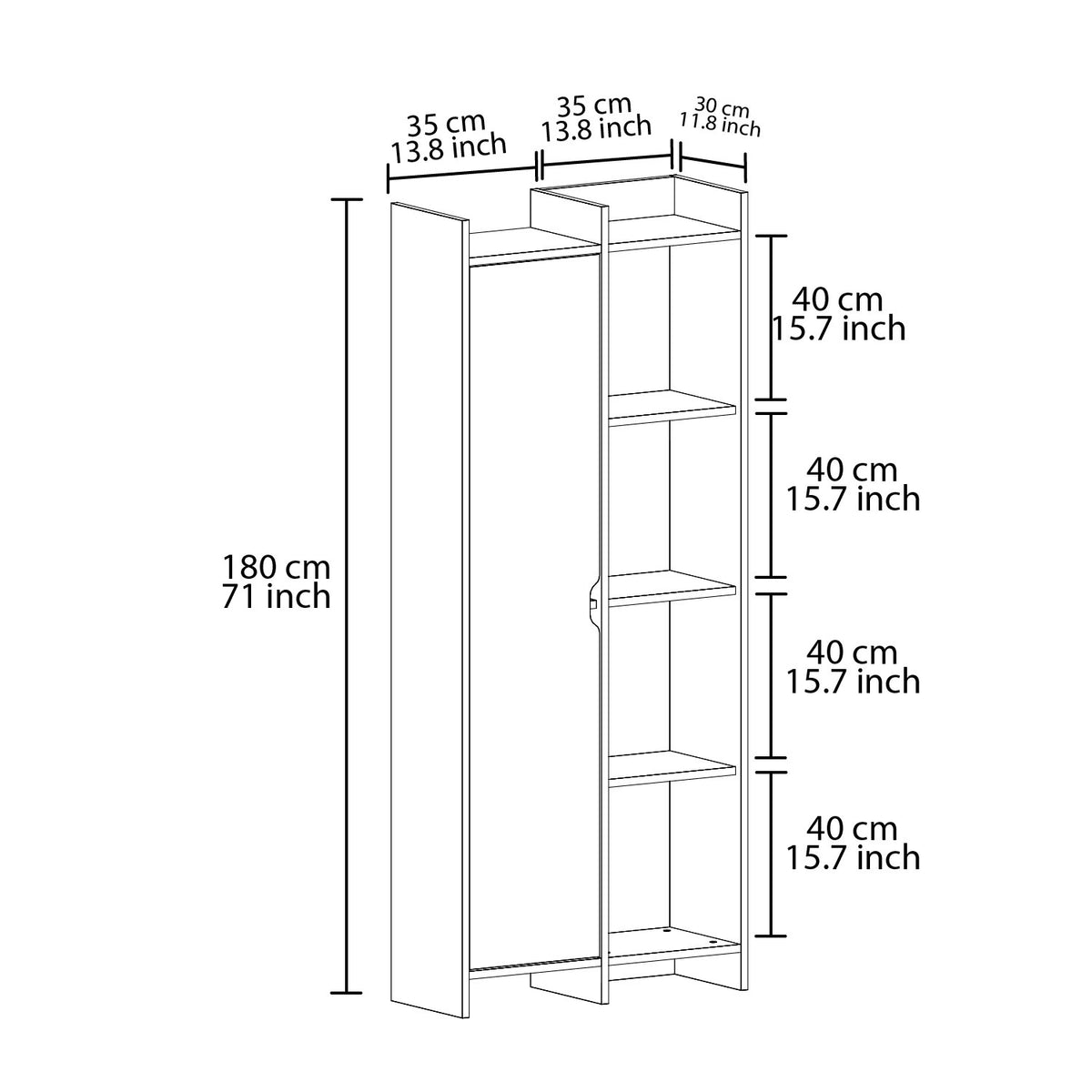 Βιβλιοθήκη Vrysochori Λευκό 70x30x180 εκ. Μελαμίνης
