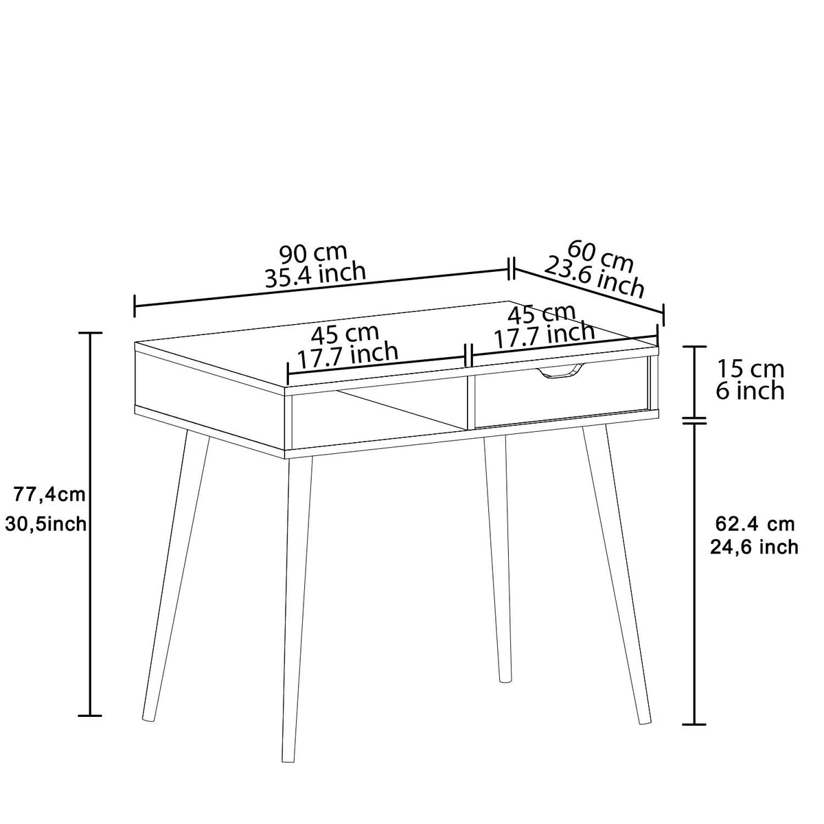 Γραφείο Vrysochori Με Ράφια Αντικέ Καρυδί - Ξύλο 90x60x80 εκ. Μελαμίνης