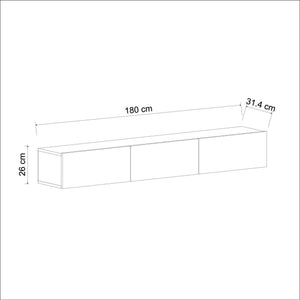 Έπιπλο Τηλεόρασης Narkissos Λευκό 180x31.4x26 εκ. Μελαμίνης