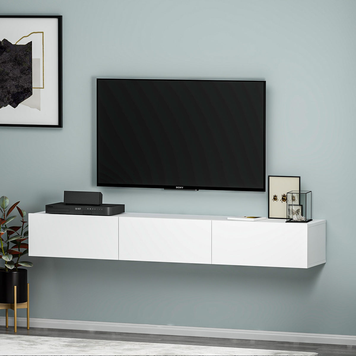 Έπιπλο Τηλεόρασης Narkissos Λευκό 180x31.4x26 εκ. Μελαμίνης