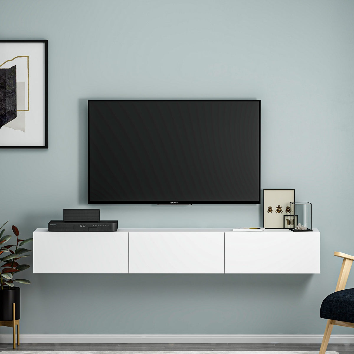 Έπιπλο Τηλεόρασης Narkissos Λευκό 180x31.4x26 εκ. Μελαμίνης