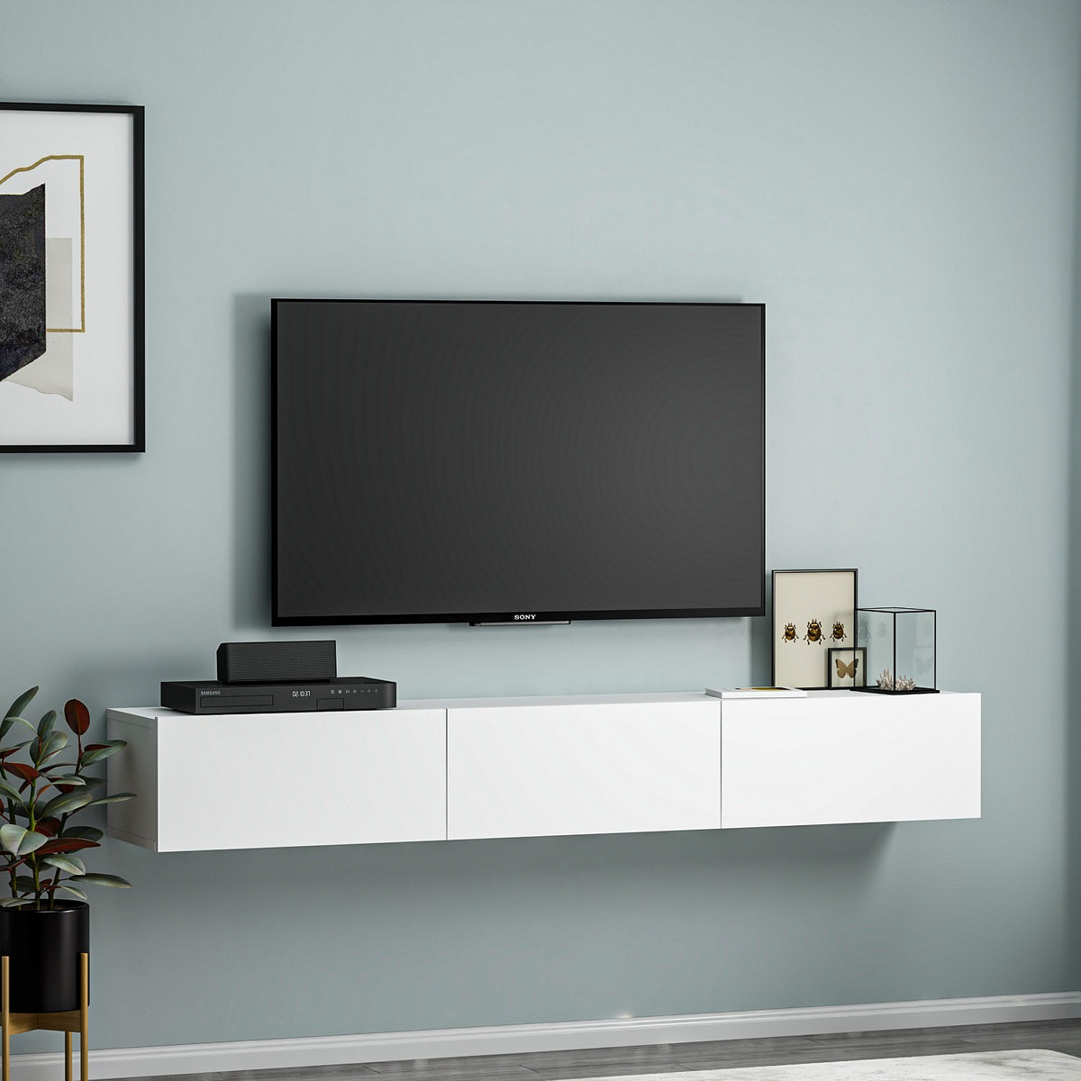 Έπιπλο Τηλεόρασης Narkissos Λευκό 180x31.4x26 εκ. Μελαμίνης