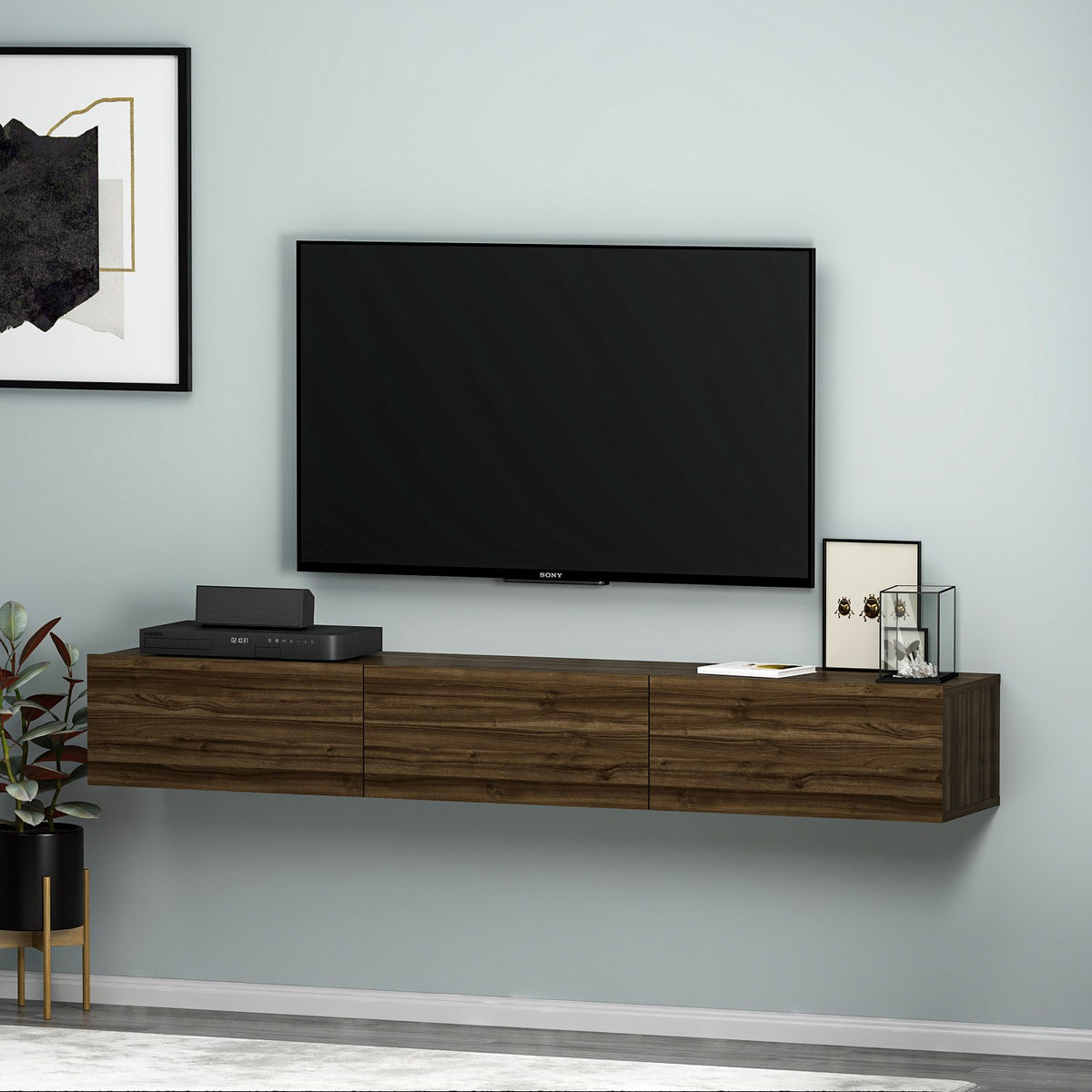 Έπιπλο Τηλεόρασης Narkissos Καρυδί 180x31.4x26 εκ. Μελαμίνης - Pakobazaar