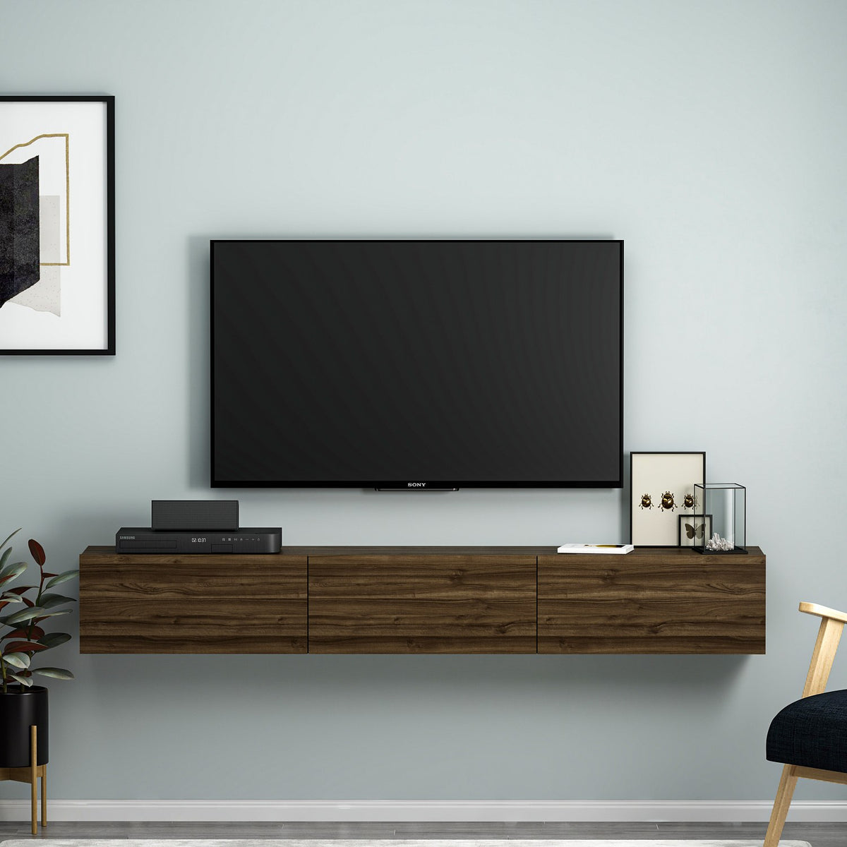 Έπιπλο Τηλεόρασης Narkissos Καρυδί 180x31.4x26 εκ. Μελαμίνης - Pakobazaar