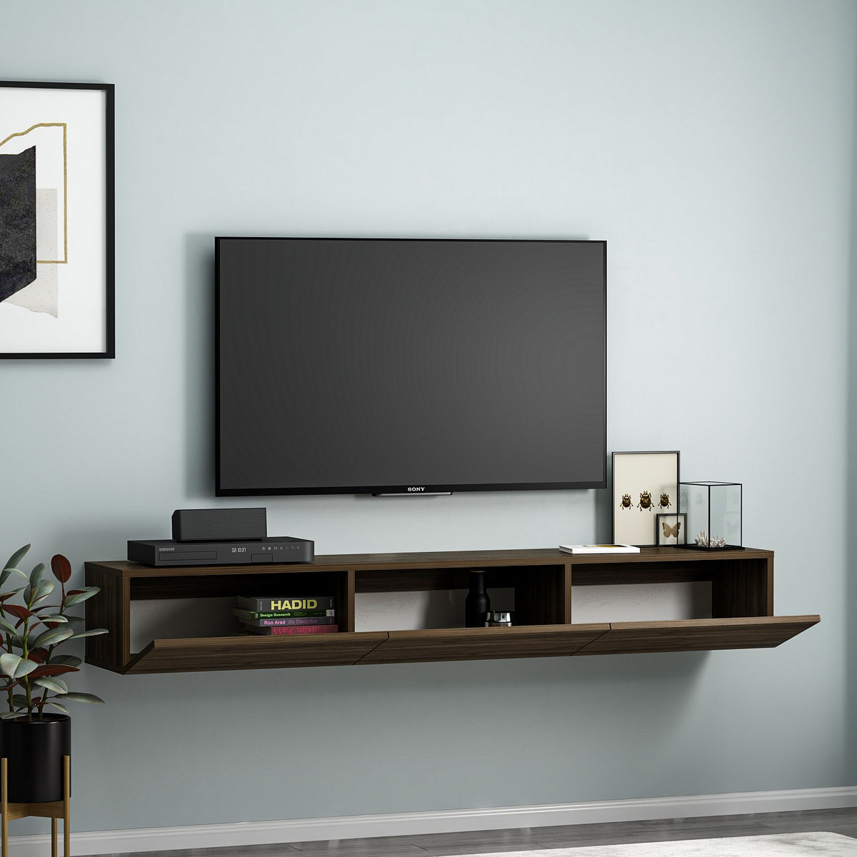 Έπιπλο Τηλεόρασης Narkissos Καρυδί 180x31.4x26 εκ. Μελαμίνης - Pakobazaar