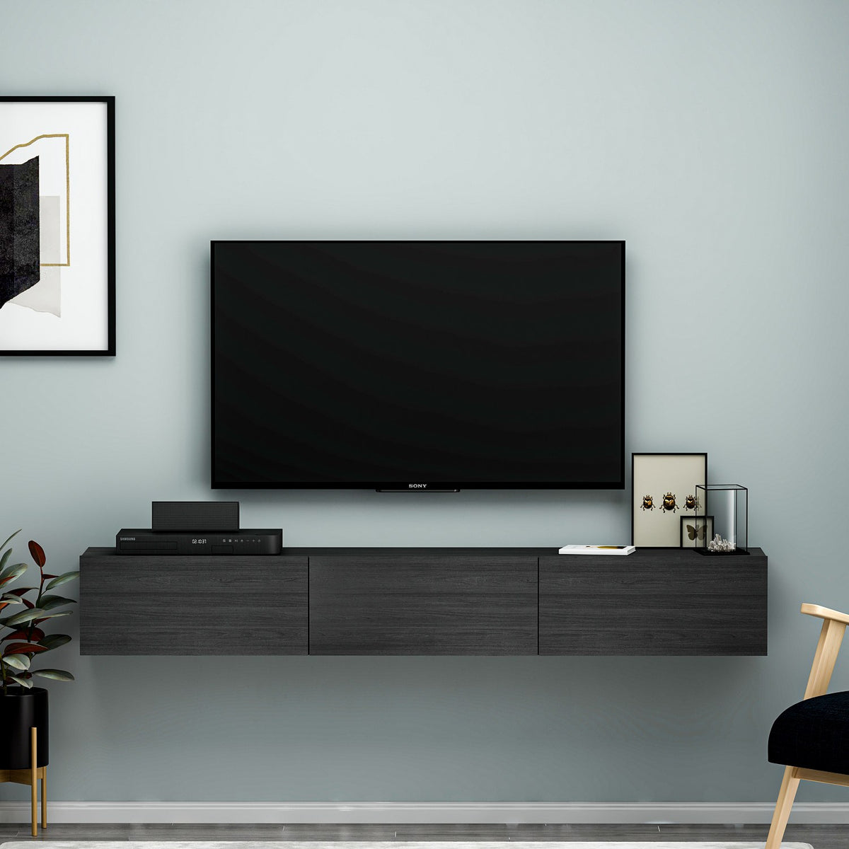 Έπιπλο Τηλεόρασης Narkissos Μαύρο 180x31.4x26 εκ. Μελαμίνης