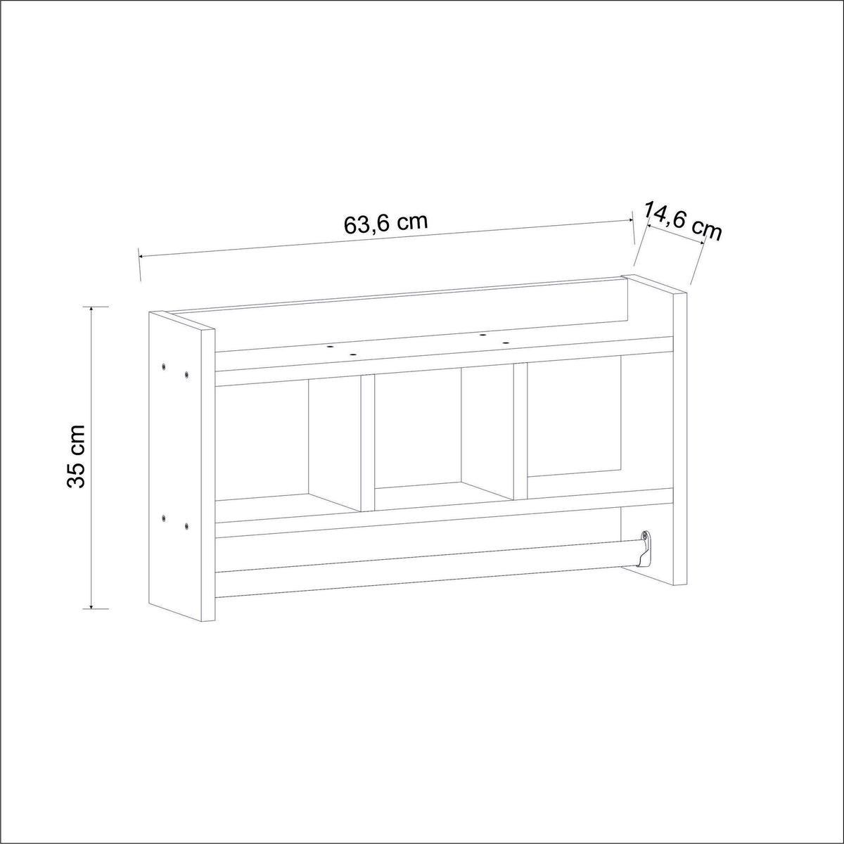 Ράφι Τοίχου Zemeno Ανθρακί 63.6x14.6x35 εκ. Μελαμίνης