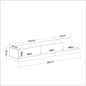 Έπιπλο Τηλεόρασης Livadia Ανθρακί - Καρυδί 180x37x30 εκ. Μελαμίνης
