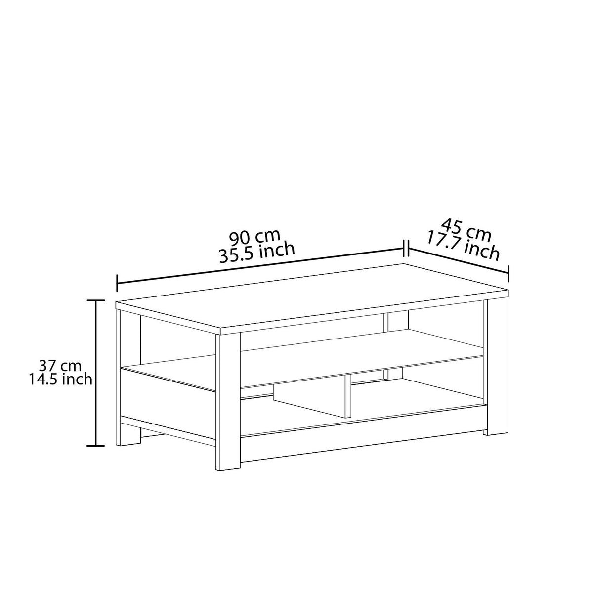 Τραπεζάκι Σαλονιού Vorizia Γκρι - Travertine 90x45x37 εκ. Μελαμίνης