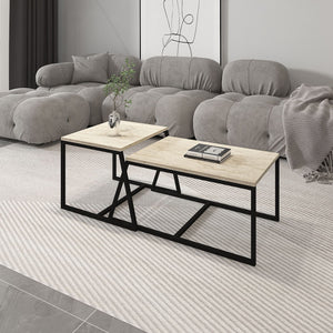 Τραπεζάκια Σαλονιού Σετ 2τμχ Kamariotis Travertine 75x50x38 εκ. Μελαμίνης