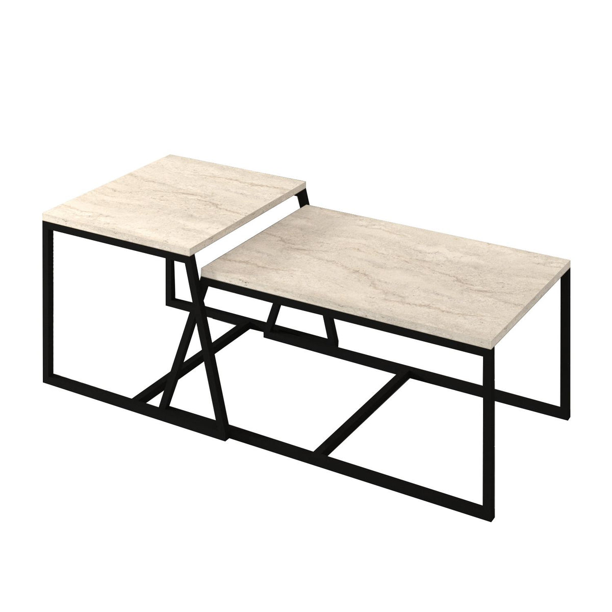 Τραπεζάκια Σαλονιού Σετ 2τμχ Kamariotis Travertine 75x50x38 εκ. Μελαμίνης