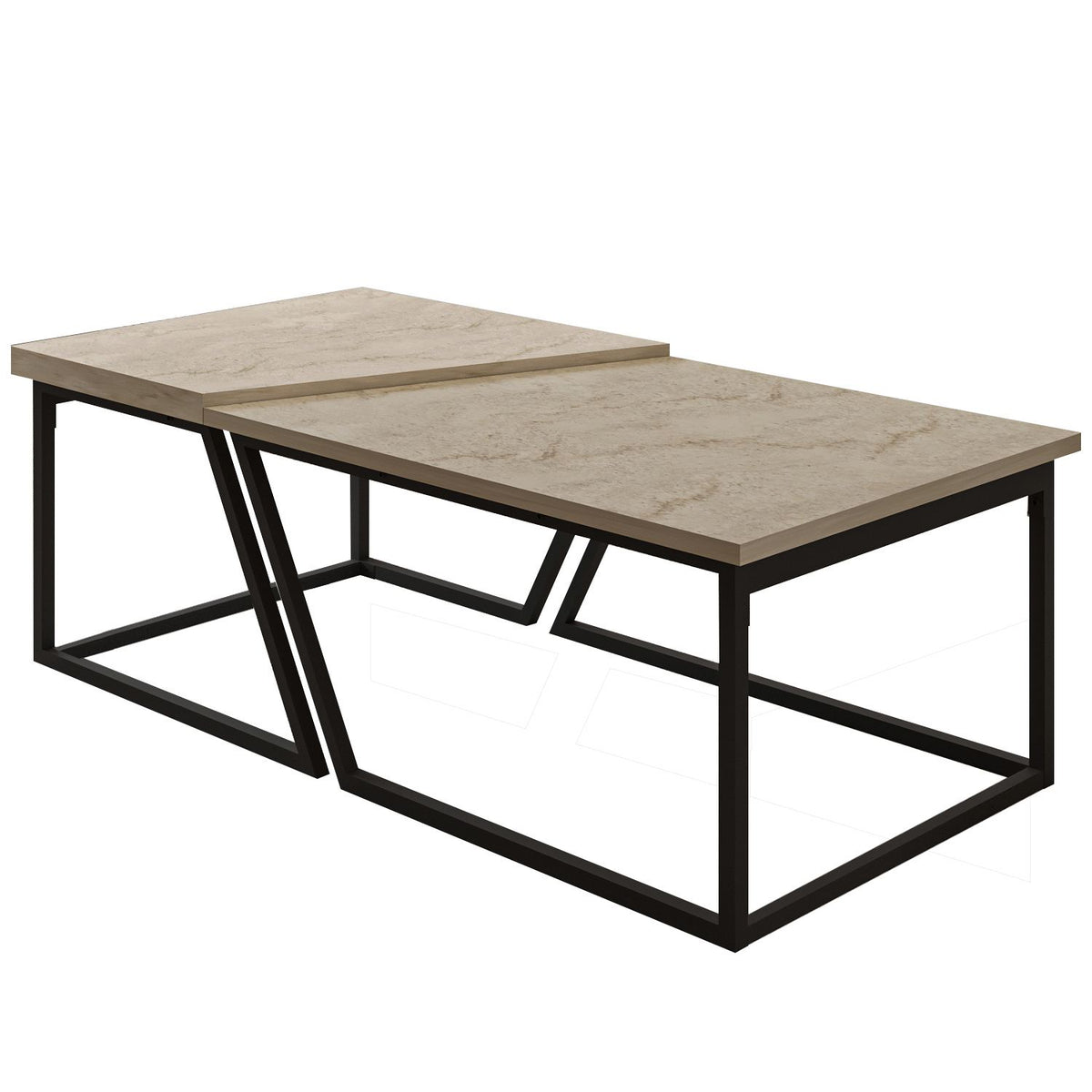 Τραπεζάκια Σαλονιού Σετ Valsamonero Travertine 120x60x40.6 εκ. Μελαμίνης