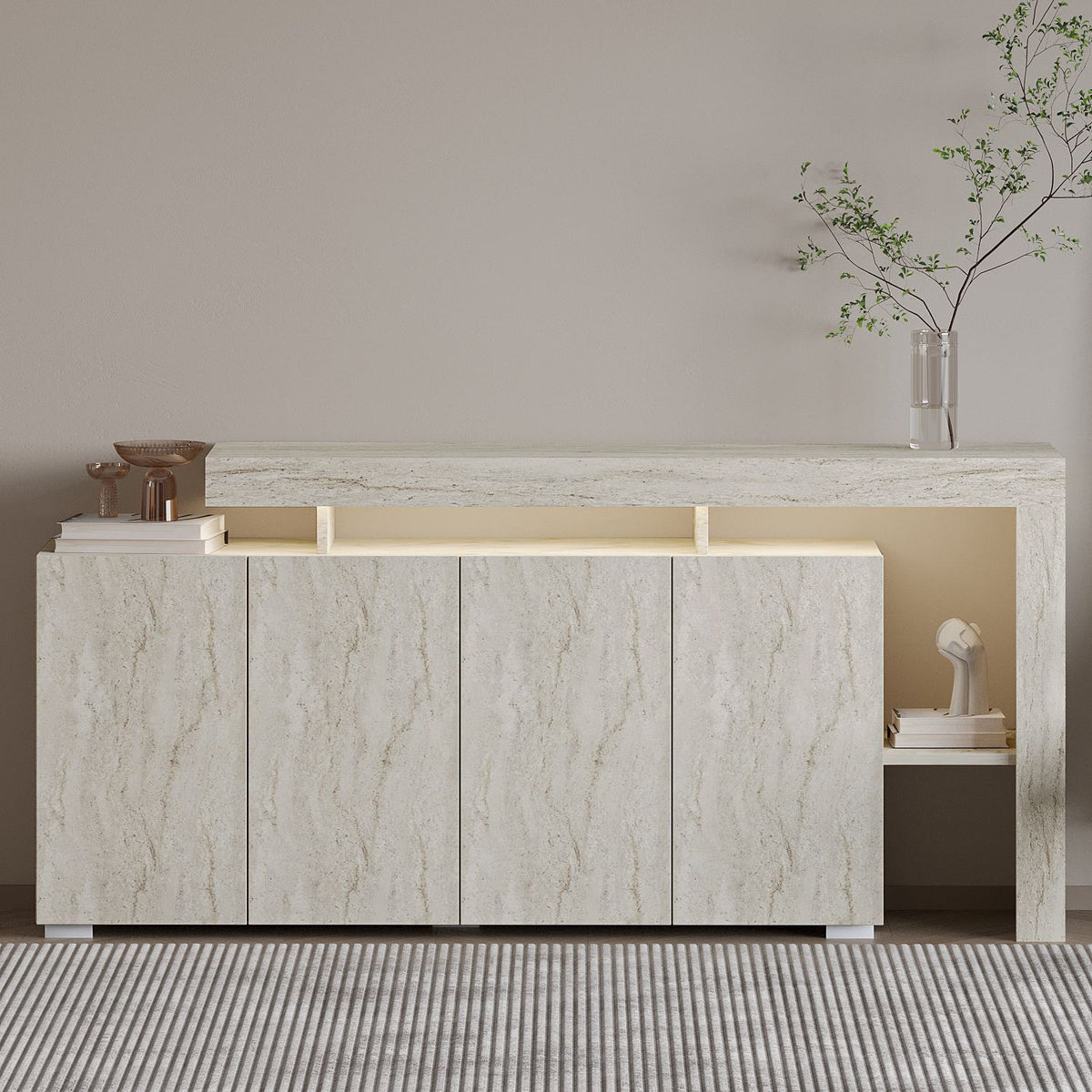 Κονσόλα Sifnos Με Travertine 170x35x80 εκ. Μελαμίνης