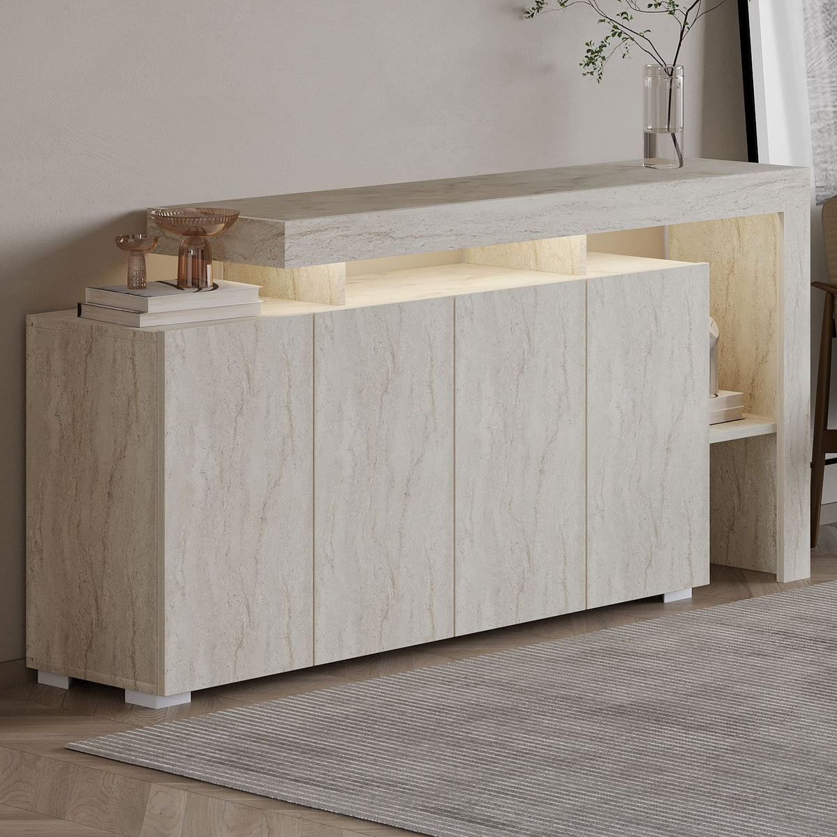 Κονσόλα Sifnos Με Travertine 170x35x80 εκ. Μελαμίνης