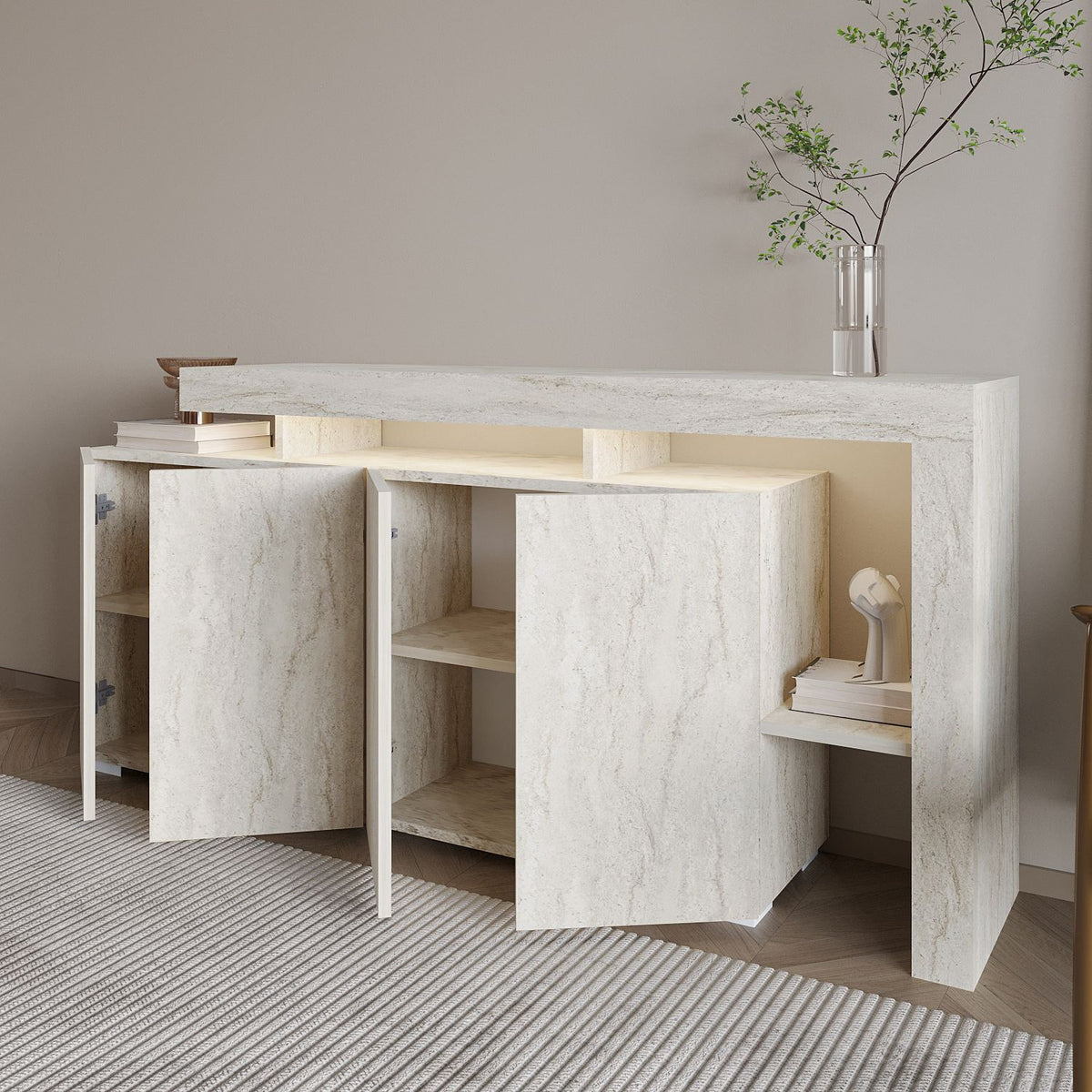 Κονσόλα Sifnos Με Travertine 170x35x80 εκ. Μελαμίνης