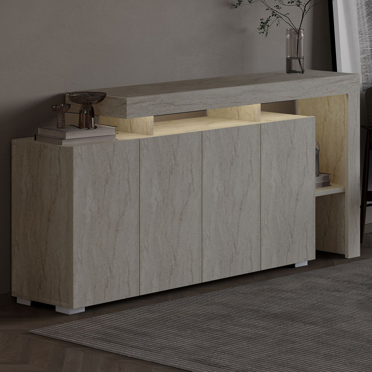 Κονσόλα Sifnos Με Travertine 170x35x80 εκ. Μελαμίνης
