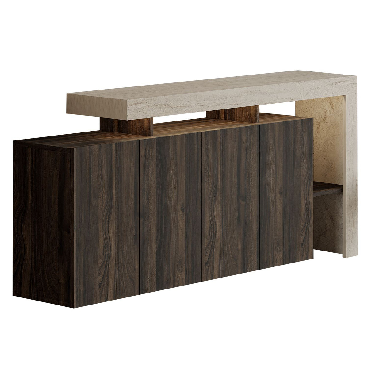 Κονσόλα Sifnos Με LED Travertine - Καρυδί 170x35x80 εκ. Μελαμίνης