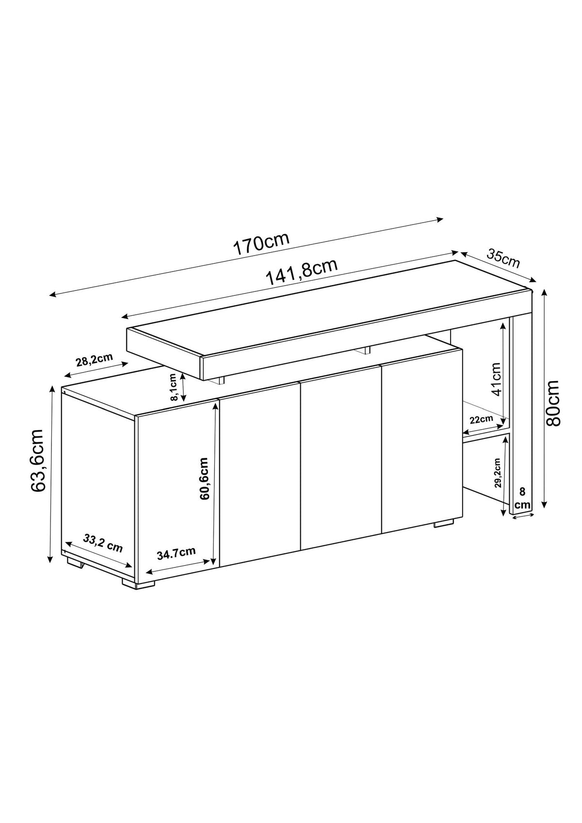 Κονσόλα Sifnos Με LED Travertine - Καρυδί 170x35x80 εκ. Μελαμίνης