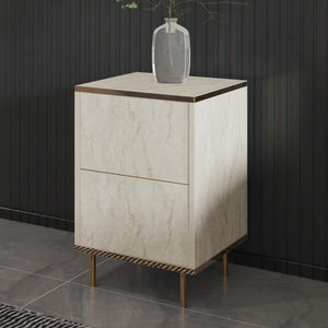 Κομοδίνο Lefkada Travertine - Χρυσό 40x35x60 εκ. Μελαμίνης