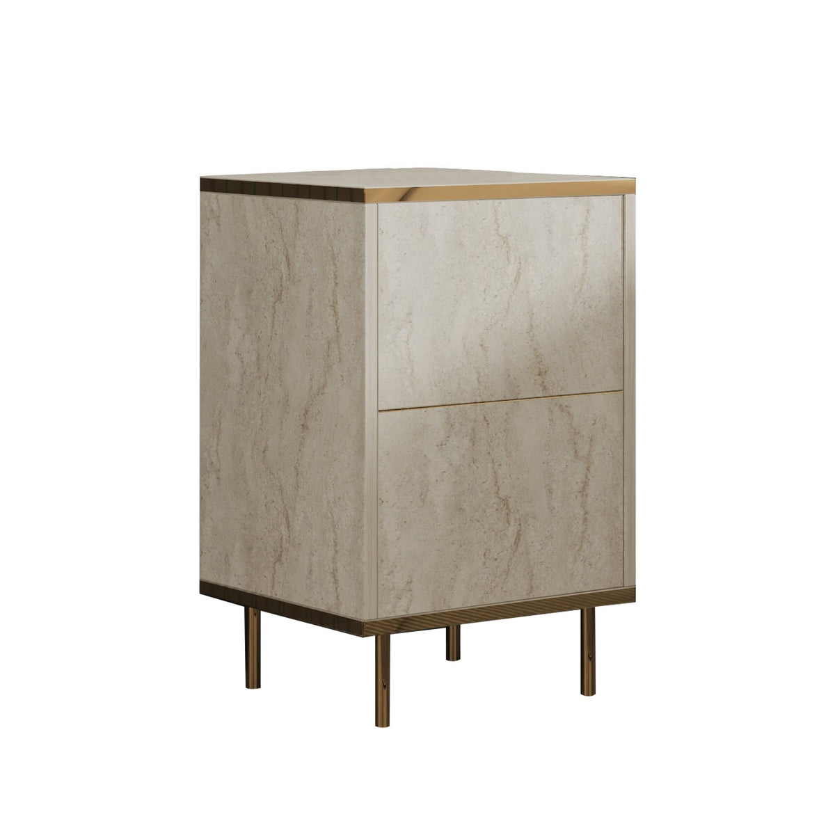 Κομοδίνο Lefkada Travertine - Χρυσό 40x35x60 εκ. Μελαμίνης