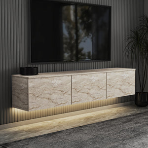 Έπιπλο Τηλεόρασης Kamilari Με Ράφια Travertine 160x32x35 εκ. Μελαμίνης