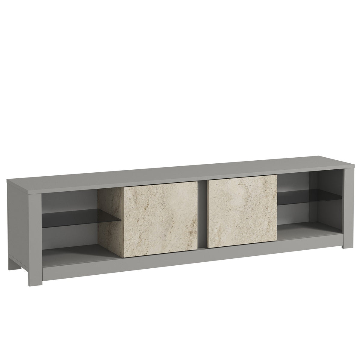 Έπιπλο Τηλεόρασης Vorizia Με LED Γκρι - Travertine 180x35x45 εκ. Μελαμίνης