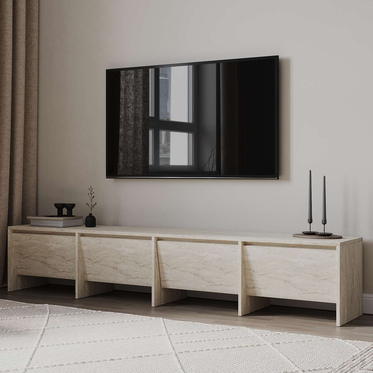 Έπιπλο Τηλεόρασης Meronas Travertine 180x35x40 εκ. Μελαμίνης