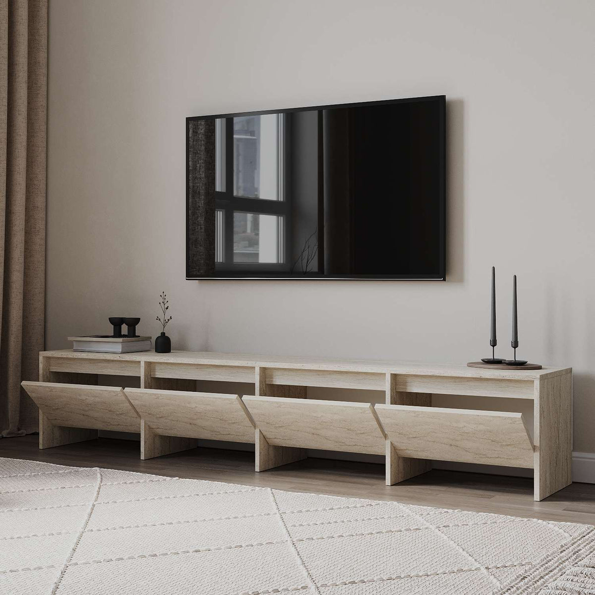 Έπιπλο Τηλεόρασης Meronas Travertine 180x35x40 εκ. Μελαμίνης