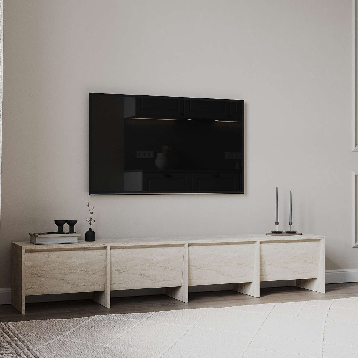 Έπιπλο Τηλεόρασης Meronas Travertine 180x35x40 εκ. Μελαμίνης