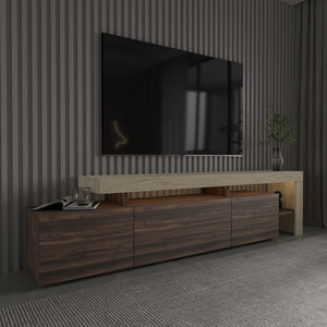 Έπιπλο Τηλεόρασης Sifnos Με LED Travertine - Καρυδί 192x37x53 εκ. Μελαμίνης - Pakobazaar