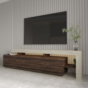 Έπιπλο Τηλεόρασης Sifnos Με LED Travertine - Καρυδί 192x37x53 εκ. Μελαμίνης - Pakobazaar