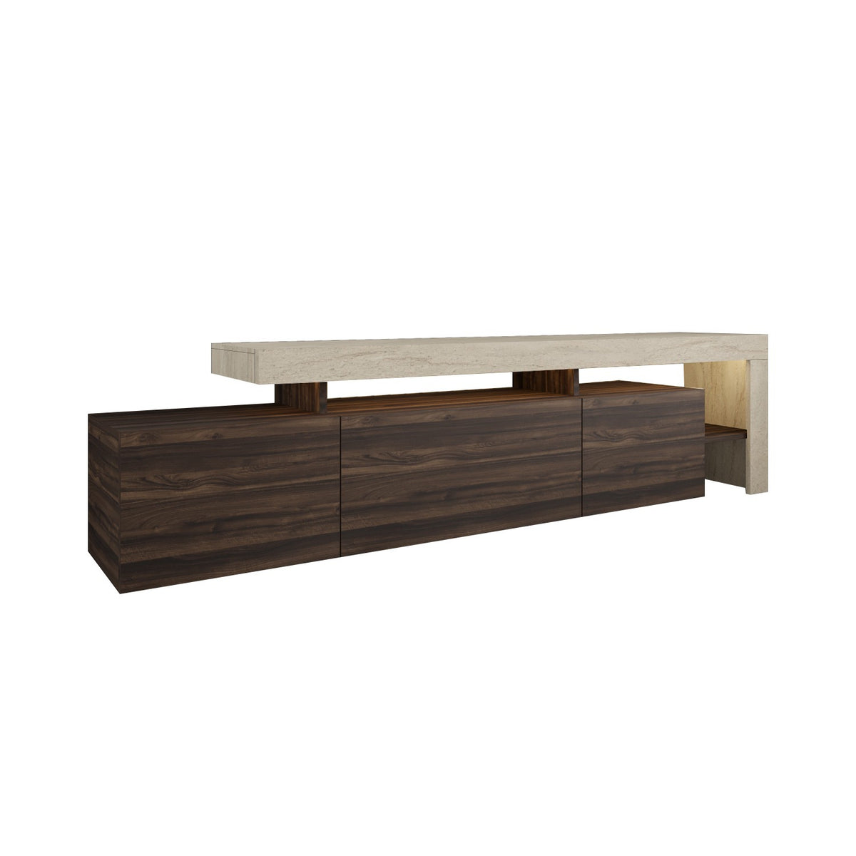 Έπιπλο Τηλεόρασης Sifnos Με LED Travertine - Καρυδί 192x37x53 εκ. Μελαμίνης