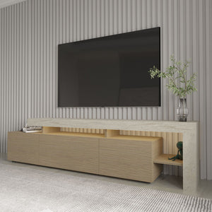 Έπιπλο Τηλεόρασης Sifnos Με LED Travertine - Δρυς Θερμό 192x37x53 εκ. Μελαμίνης