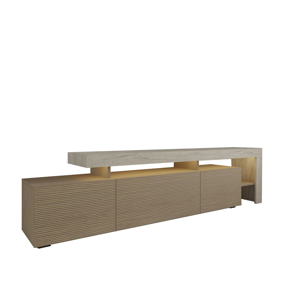 Έπιπλο Τηλεόρασης Sifnos Με LED Travertine - Δρυς Θερμό 192x37x53 εκ. Μελαμίνης