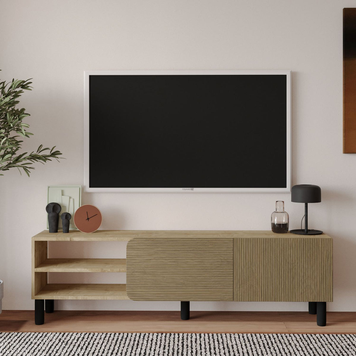 Έπιπλο Τηλεόρασης Stylida Δρυς Θερμό - Δρυς Sapphire 150x31.4x48.2 εκ. Μελαμίνης