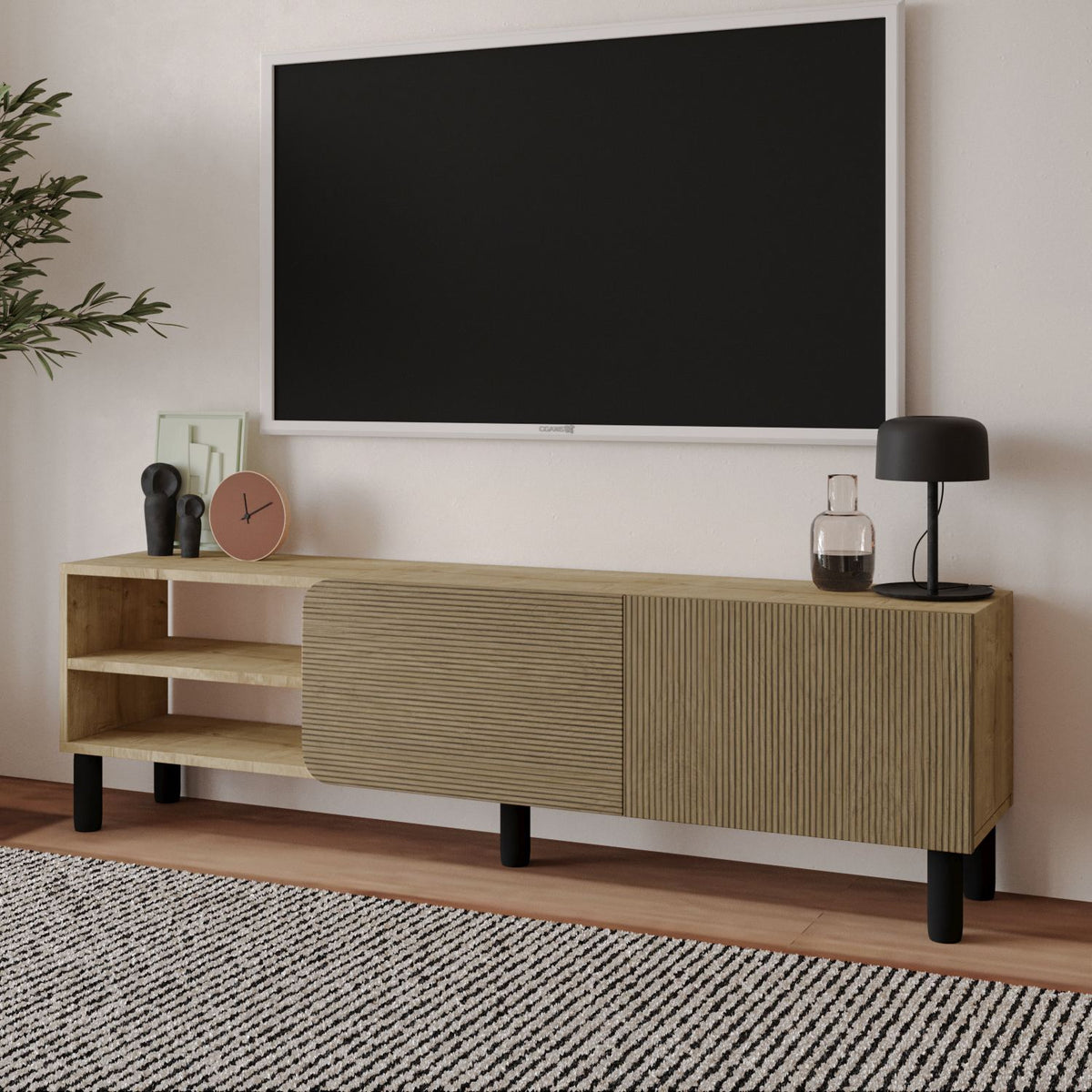 Έπιπλο Τηλεόρασης Stylida Δρυς Θερμό - Δρυς Sapphire 150x31.4x48.2 εκ. Μελαμίνης
