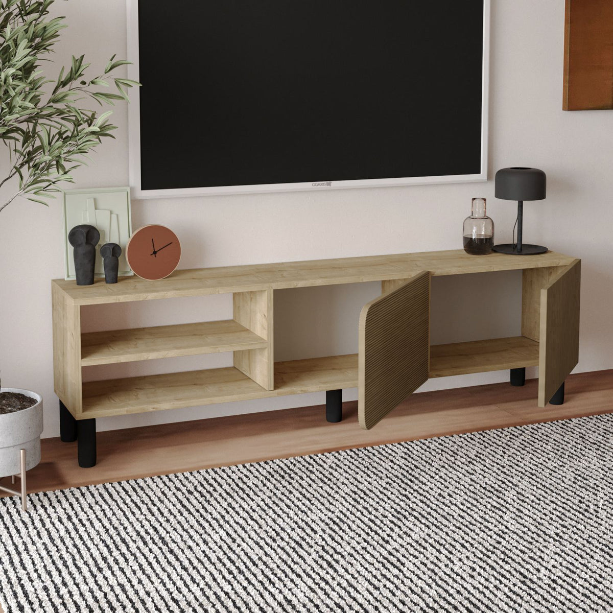 Έπιπλο Τηλεόρασης Stylida Δρυς Θερμό - Δρυς Sapphire 150x31.4x48.2 εκ. Μελαμίνης
