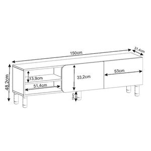 Έπιπλο Τηλεόρασης Stylida Δρυς Θερμό - Δρυς Sapphire 150x31.4x48.2 εκ. Μελαμίνης