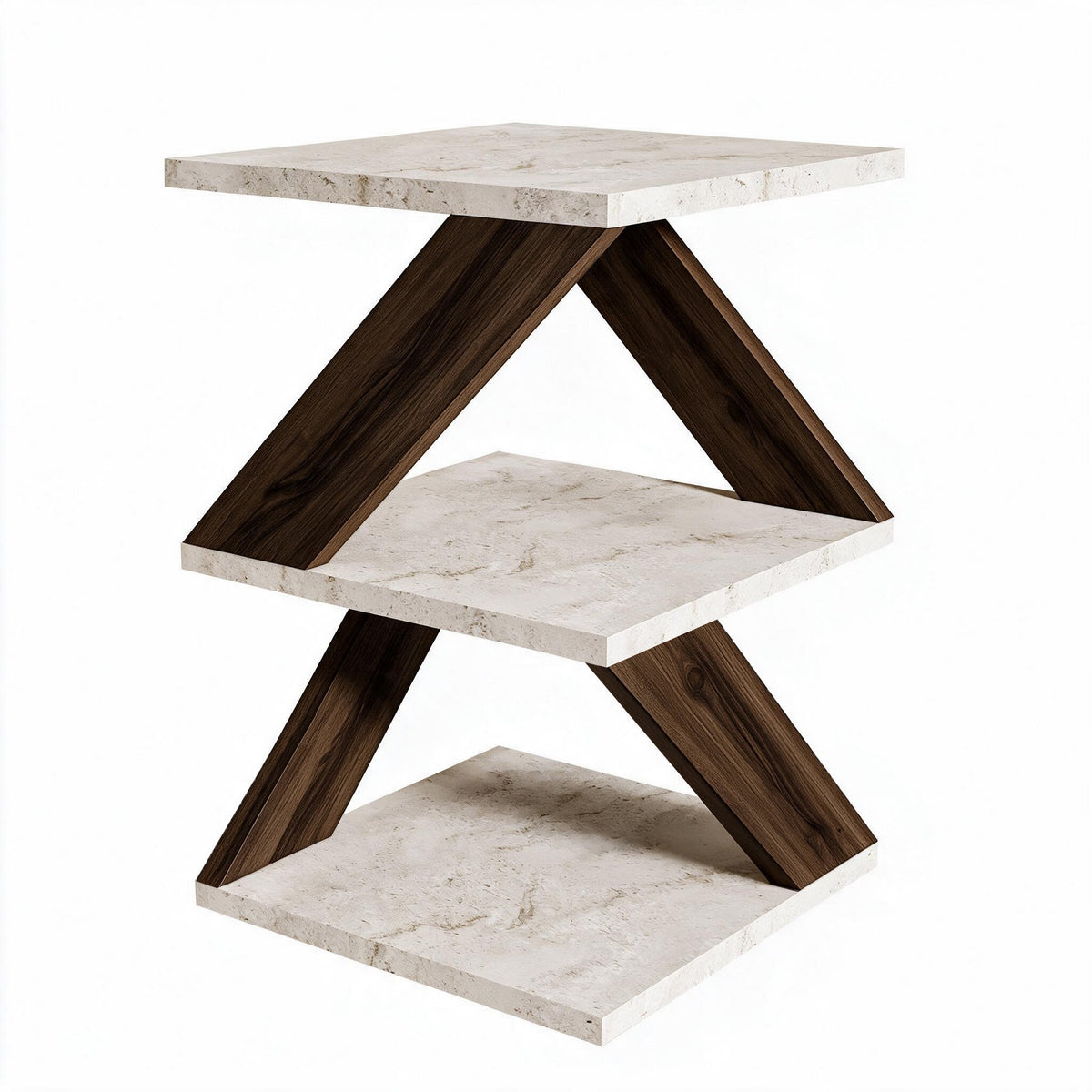 Βοηθητικό Τραπεζάκι Drama Travertine - Καρυδί 29.6x29.6x54.2 εκ. Μελαμίνης