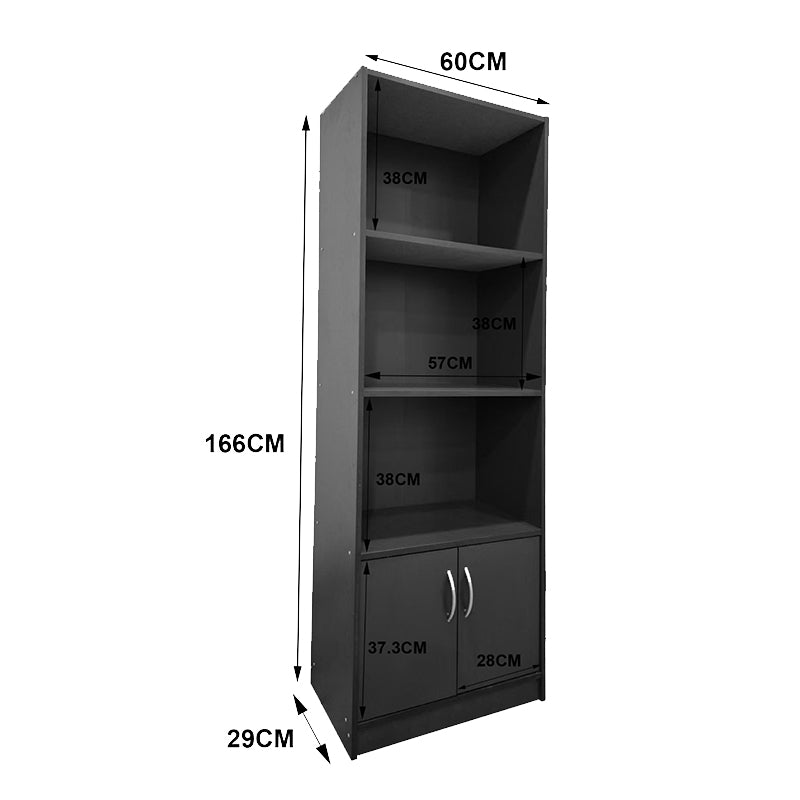 Βιβλιοθήκη Tekaro  σε ανθρακί απόχρωση 60x29x166εκ - Pakobazaar