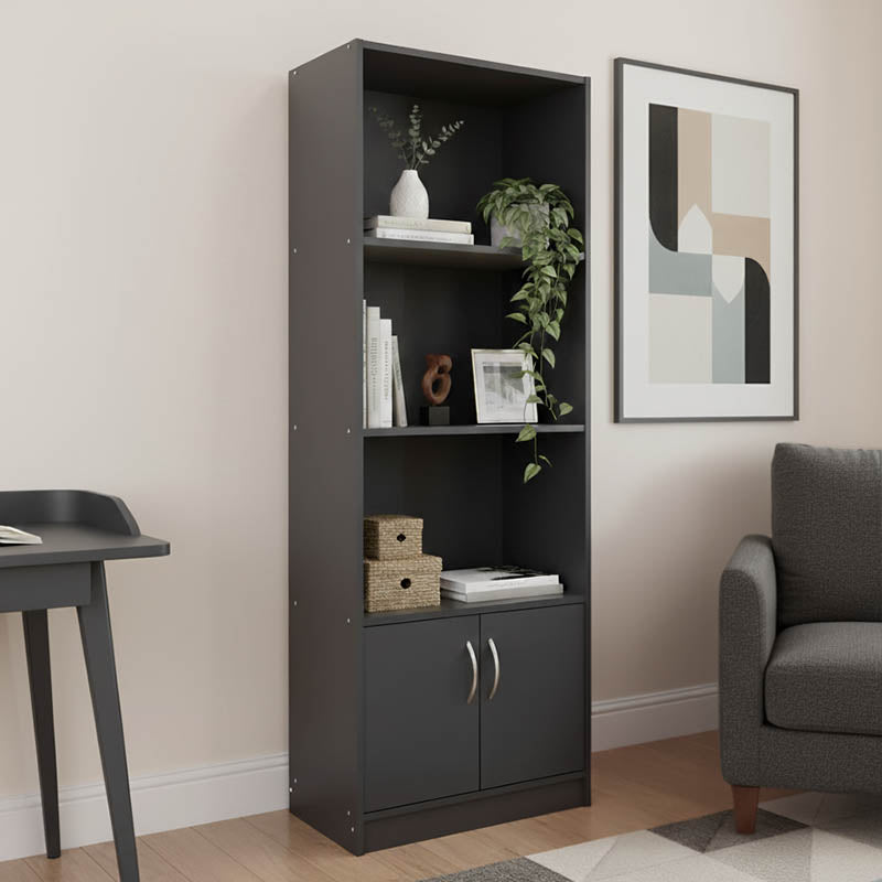 Βιβλιοθήκη Tekaro  σε ανθρακί απόχρωση 60x29x166εκ - Pakobazaar