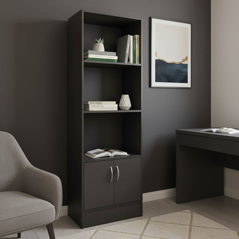 Βιβλιοθήκη Tekaro  σε ανθρακί απόχρωση 57x33x180εκ - Pakobazaar