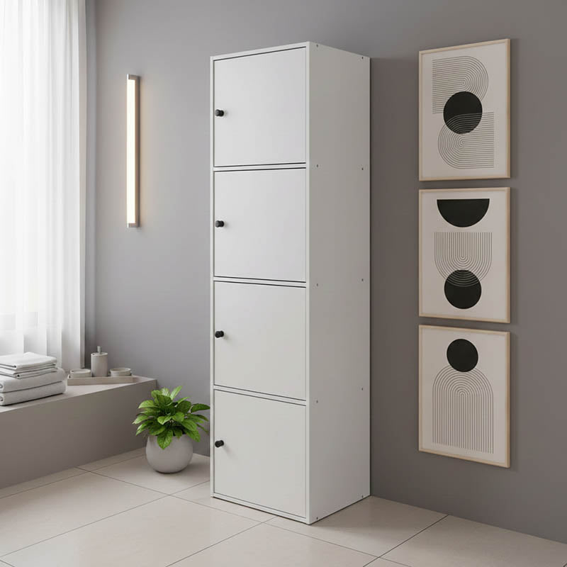 Ντουλάπι-στήλη Gabino  σε λευκή απόχρωση 40x39x158εκ