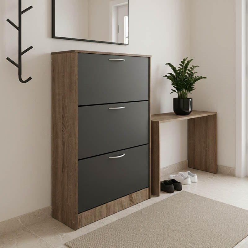Παπουτσοθήκη Savaz  σε oak-ανθρακί απόχρωση 60x24x114εκ - Pakobazaar