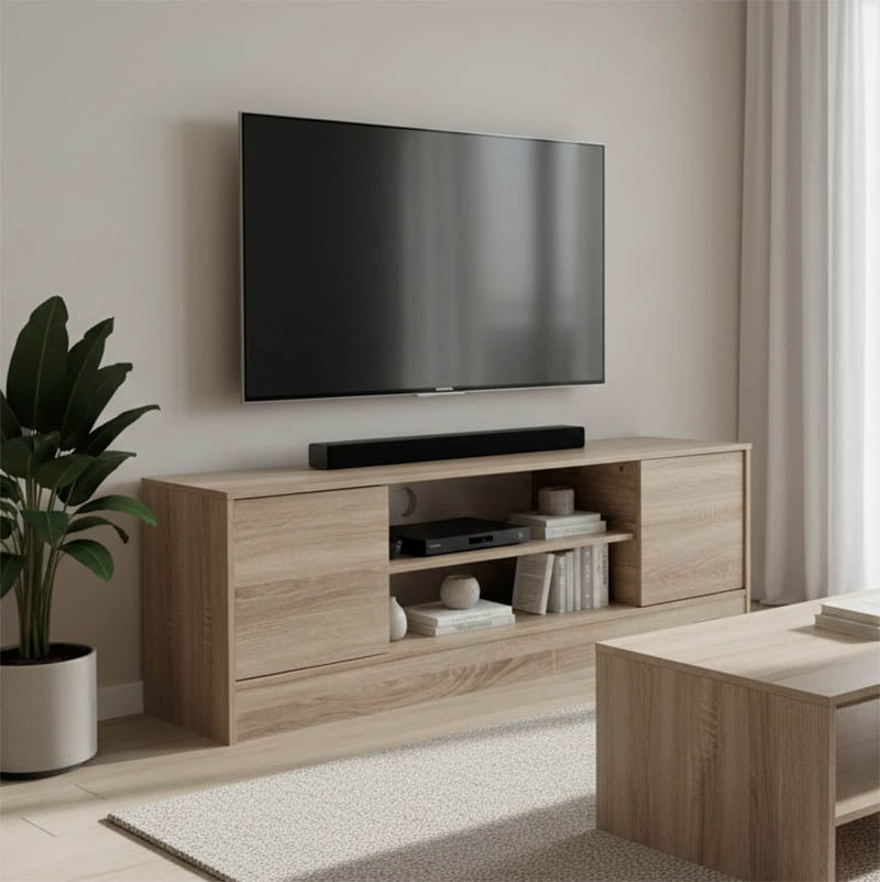 Έπιπλο τηλεόρασης Sasa  σε sonoma απόχρωση 120x35x41.5εκ - Pakobazaar
